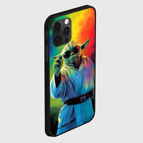 Чехол iPhone 12 Pro Max Крутой Йода - Звездные войны / 3D-Черный – фото 2