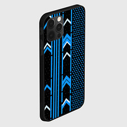 Чехол для iPhone 12 Pro Max Синие обои на чёрном фоне, цвет: 3D-черный — фото 2