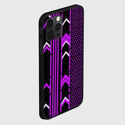 Чехол для iPhone 12 Pro Max Фиолетовые обои на чёрном фоне, цвет: 3D-черный — фото 2