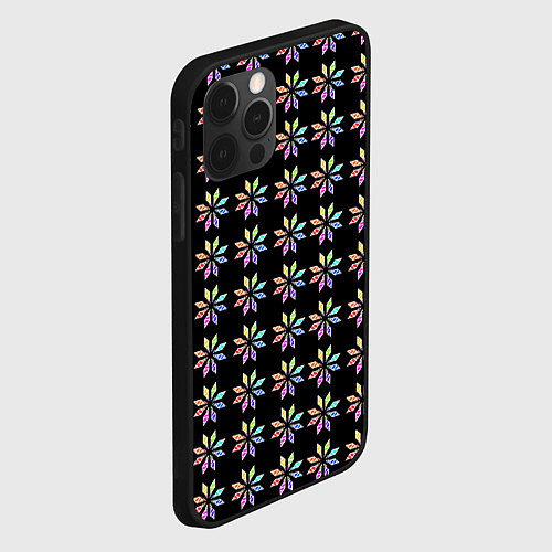 Чехол iPhone 12 Pro Max Разноцветные звёзды на чёрном фоне / 3D-Черный – фото 2