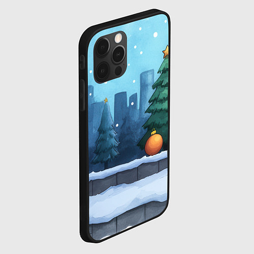 Чехол iPhone 12 Pro Max Елки и елочные игрушки / 3D-Черный – фото 2