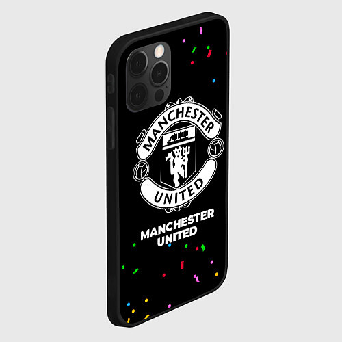 Чехол iPhone 12 Pro Max Manchester United конфети / 3D-Черный – фото 2