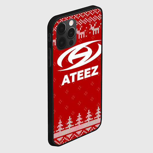 Чехол iPhone 12 Pro Max Новогодний Ateez с оленями / 3D-Черный – фото 2