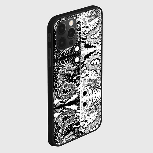 Чехол iPhone 12 Pro Max Драконы инь и янь с узорами / 3D-Черный – фото 2