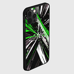 Чехол для iPhone 12 Pro Max Чёрно-зелёная-белая абстракция, цвет: 3D-черный — фото 2