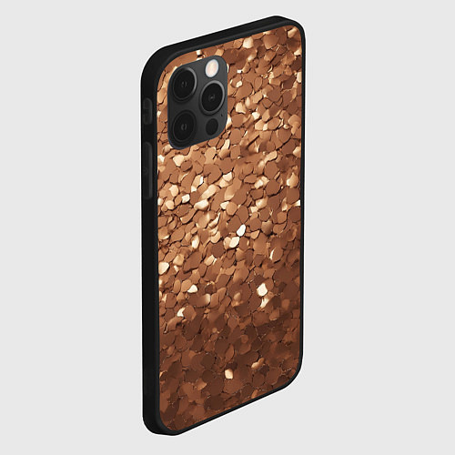 Чехол iPhone 12 Pro Max Золотые частицы / 3D-Черный – фото 2
