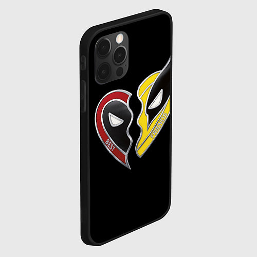 Чехол iPhone 12 Pro Max Deadpool and Wolverine best friends / 3D-Черный – фото 2