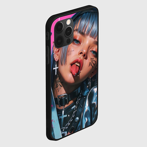 Чехол iPhone 12 Pro Max Future samurai pink girl / 3D-Черный – фото 2