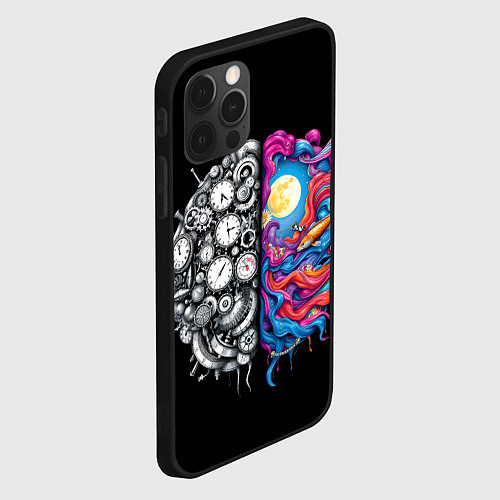 Чехол iPhone 12 Pro Max Правое и левое полушарие / 3D-Черный – фото 2