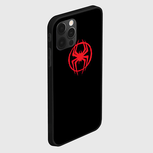 Чехол iPhone 12 Pro Max Miles Morales - logo / 3D-Черный – фото 2