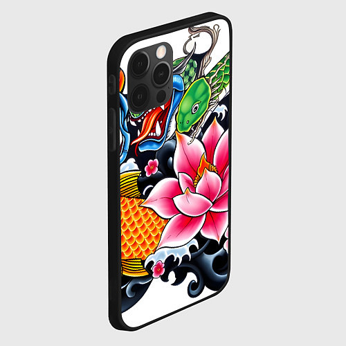 Чехол iPhone 12 Pro Max Иредзуми на белом фоне / 3D-Черный – фото 2