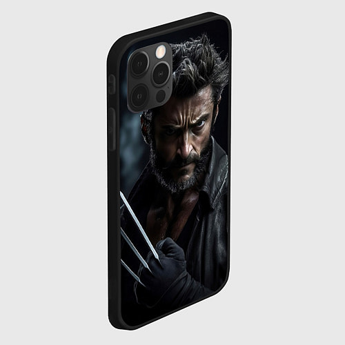 Чехол iPhone 12 Pro Max Хью Джекман - росомаха / 3D-Черный – фото 2