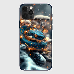 Чехол для iPhone 12 Pro Max Змейка новогодняя атмосфера, цвет: 3D-черный