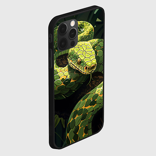 Чехол iPhone 12 Pro Max Змея в траве / 3D-Черный – фото 2