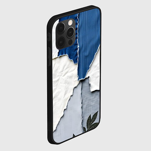 Чехол iPhone 12 Pro Max Сине-белый пэчворк / 3D-Черный – фото 2