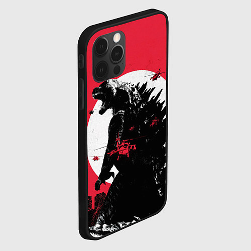 Чехол iPhone 12 Pro Max Godzilla destroys the city / 3D-Черный – фото 2