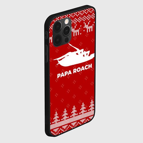 Чехол iPhone 12 Pro Max Новогодний Papa Roach с оленями / 3D-Черный – фото 2