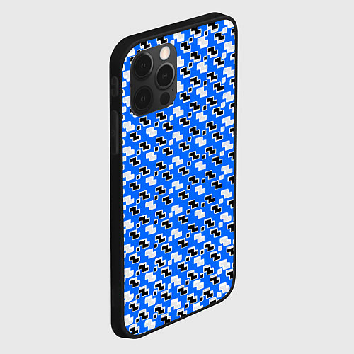 Чехол iPhone 12 Pro Max Чёрно-белые фигуры на синем фоне / 3D-Черный – фото 2