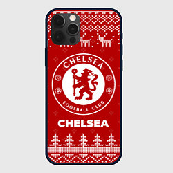 Чехол для iPhone 12 Pro Max Новогодний Chelsea с оленями, цвет: 3D-черный
