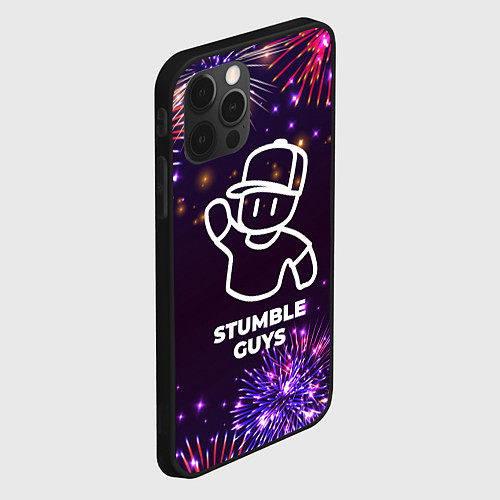 Чехол iPhone 12 Pro Max Праздничный Stumble Guys / 3D-Черный – фото 2