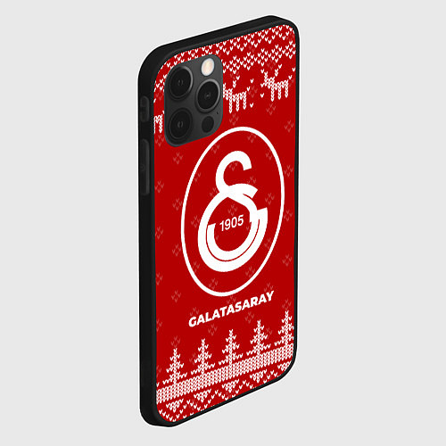 Чехол iPhone 12 Pro Max Новогодний Galatasaray с оленями / 3D-Черный – фото 2