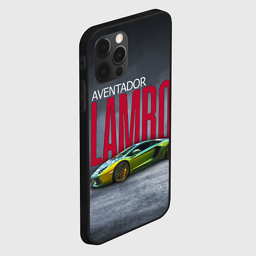 Чехол iPhone 12 Pro Max Итальянский гиперкар Lambo Aventador / 3D-Черный – фото 2