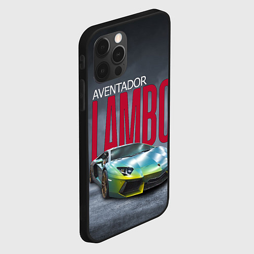 Чехол iPhone 12 Pro Max Итальянский суперкар Lambo Aventador / 3D-Черный – фото 2