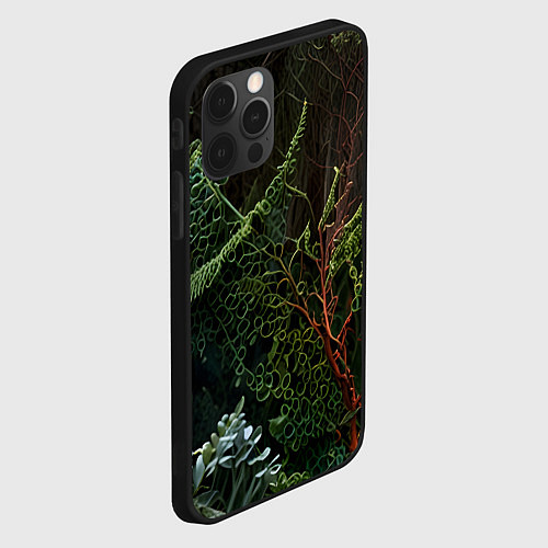 Чехол iPhone 12 Pro Max Объемные растения в лесу / 3D-Черный – фото 2