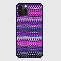 Чехол для iPhone 12 Pro Max Сиренево-розовый узоры, цвет: 3D-черный