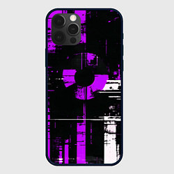 Чехол для iPhone 12 Pro Max Фиолетово-белый гранж на чёрном фоне, цвет: 3D-черный
