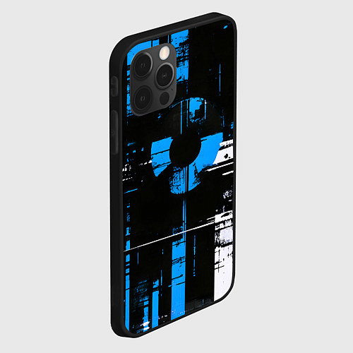 Чехол iPhone 12 Pro Max Сине-белый гранж на чёрном фоне / 3D-Черный – фото 2