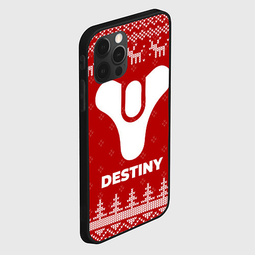 Чехол iPhone 12 Pro Max Новогодний Destiny с оленями / 3D-Черный – фото 2