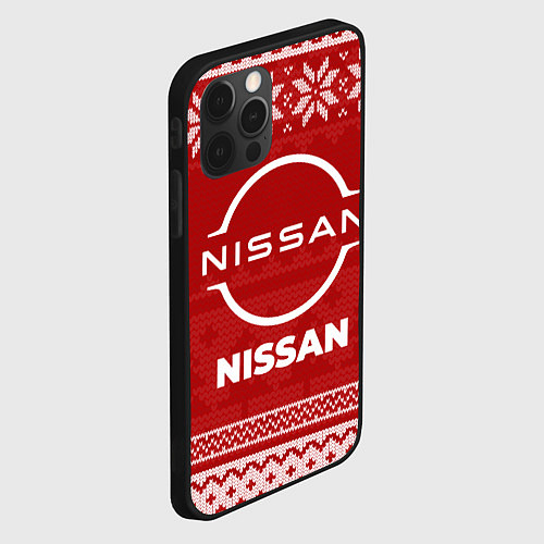 Чехол iPhone 12 Pro Max Новогодний Nissan / 3D-Черный – фото 2