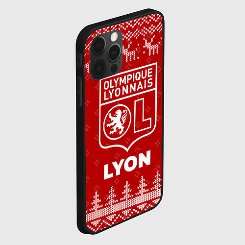 Чехол iPhone 12 Pro Max Новогодний Lyon с оленями / 3D-Черный – фото 2