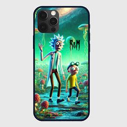 Чехол для iPhone 12 Pro Max Рик и Морти изучают планету мухоморов - нейроарт ф, цвет: 3D-черный