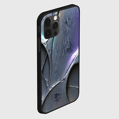 Чехол iPhone 12 Pro Max Полированный серебряный металл / 3D-Черный – фото 2