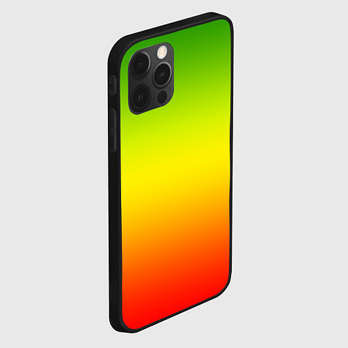 Чехол iPhone 12 Pro Max Градиент сочный зелёно-жёлто-красный / 3D-Черный – фото 2