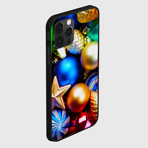 Чехол iPhone 12 Pro Max Новогодние украшения / 3D-Черный – фото 2