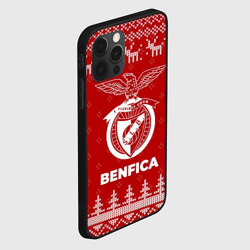 Чехол iPhone 12 Pro Max Новогодний Benfica с оленями / 3D-Черный – фото 2