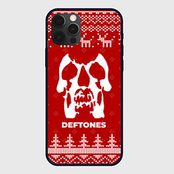 Чехол для iPhone 12 Pro Max Новогодний Deftones с оленями, цвет: 3D-черный
