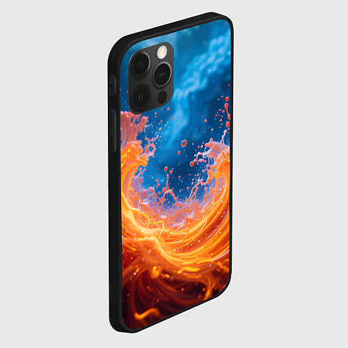 Чехол iPhone 12 Pro Max Яркое пламя в воде / 3D-Черный – фото 2