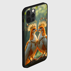 Чехол для iPhone 12 Pro Max Влюбленные птички с коронами, цвет: 3D-черный — фото 2