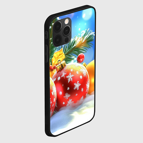 Чехол iPhone 12 Pro Max Красные и желтые шары / 3D-Черный – фото 2