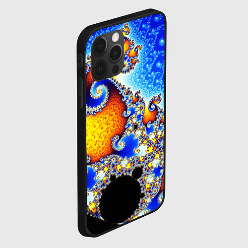 Чехол iPhone 12 Pro Max Фрактальный узор текстура синий / 3D-Черный – фото 2