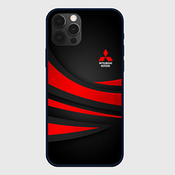 Чехол для iPhone 12 Pro Max Mitsubishi - красная волна, цвет: 3D-черный