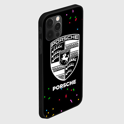 Чехол iPhone 12 Pro Max Porsche конфети / 3D-Черный – фото 2