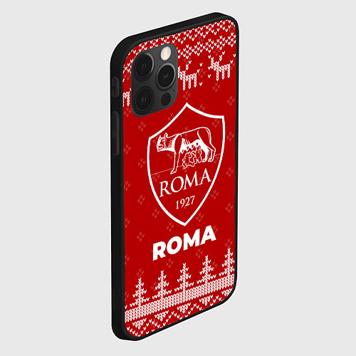 Чехол iPhone 12 Pro Max Новогодний Roma с оленями / 3D-Черный – фото 2