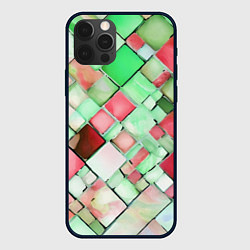 Чехол для iPhone 12 Pro Max Red and green relief squares, цвет: 3D-черный