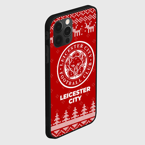 Чехол iPhone 12 Pro Max Новогодний Leicester City с оленями / 3D-Черный – фото 2