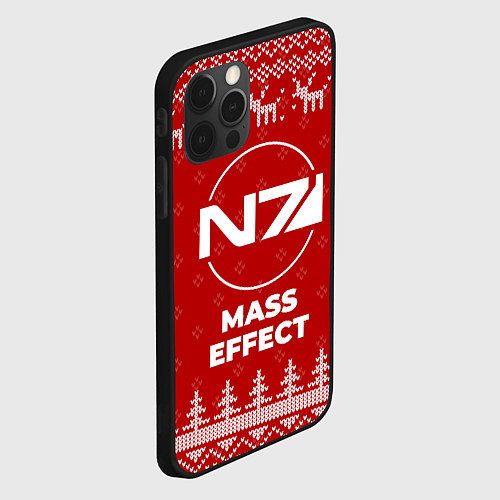 Чехол iPhone 12 Pro Max Новогодний Mass Effect с оленями / 3D-Черный – фото 2